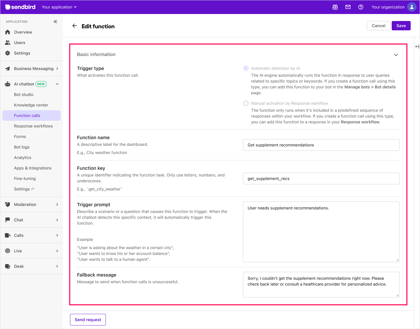 Image|Dashboard screen showing the basic information section in create function page.